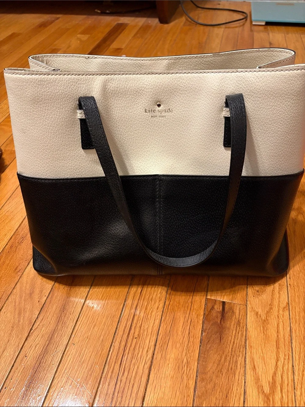 kate spade Two-Tone Black and Cream Leather Tote